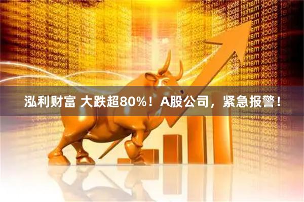 泓利财富 大跌超80%！A股公司，紧急报警！